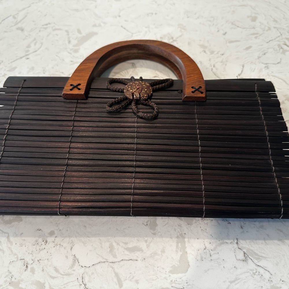 Black Bamboo Clutch with Wooden Handle